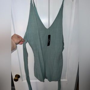 Lulus sage green tie romper